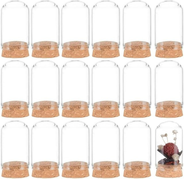 30 Stück transparente Glasgefäße mit Korkverschluss, 20 ml Volumen, runde Cloche-Kuppel-Dekorationsflaschen für Partygeschenke und Kunstprojekte - Bild 1