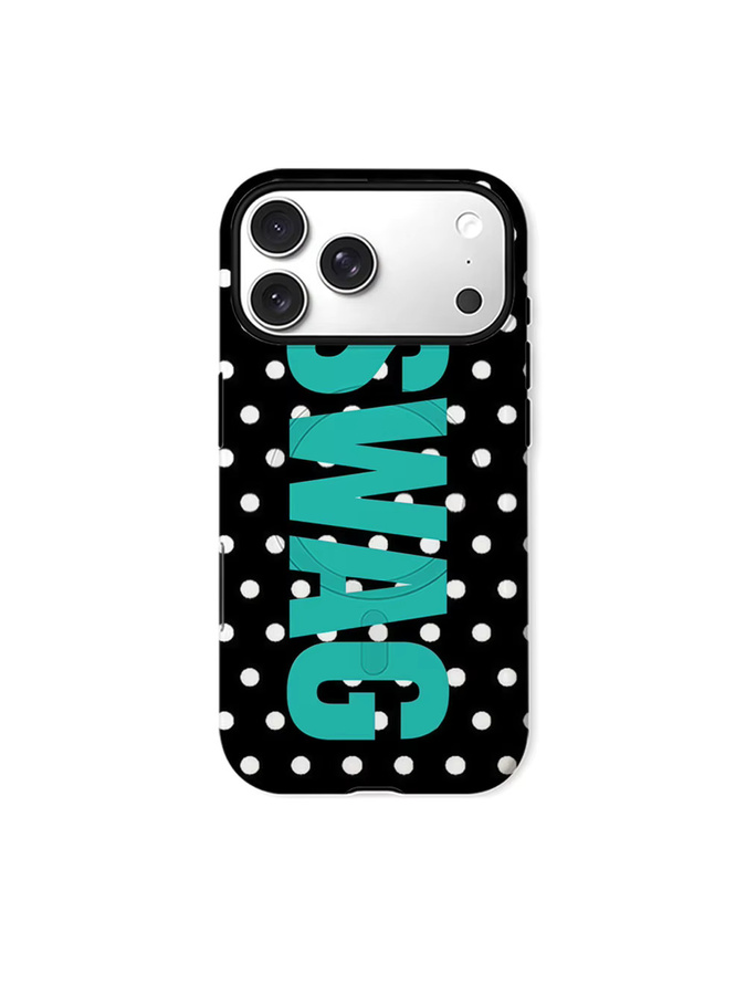 Aurbe Matte 2-in-1 MagSafe Hülle mit Film für iPhone 17 16 15 14 Plus Pro Max, Stoßfeste Hartschale, Türkis Polka Dot SWAG - Bild 7