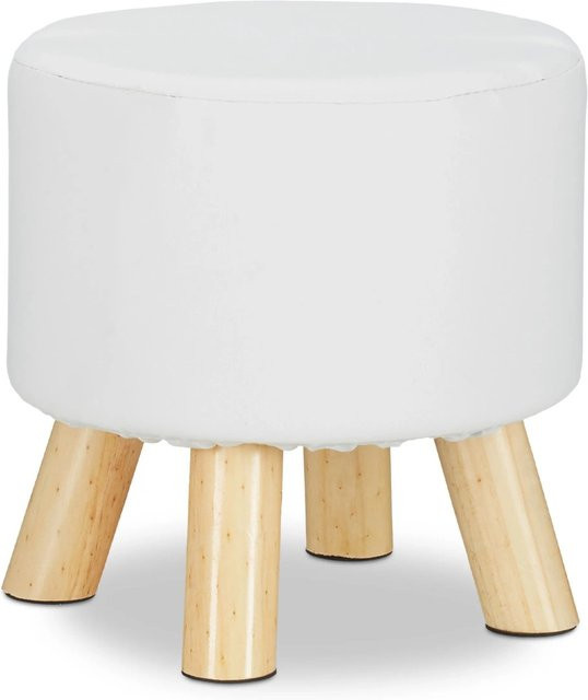 Relaxdays Hocker aus Kunstleder in Weiß, B/T/H: 30 x 30 x 30 cm - Bild 1