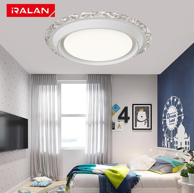 IRALAN Deckenventilator mit Licht und Fernbedienung, weiß, bladeless Design mit Kristallglas-Elementen - Bild 1