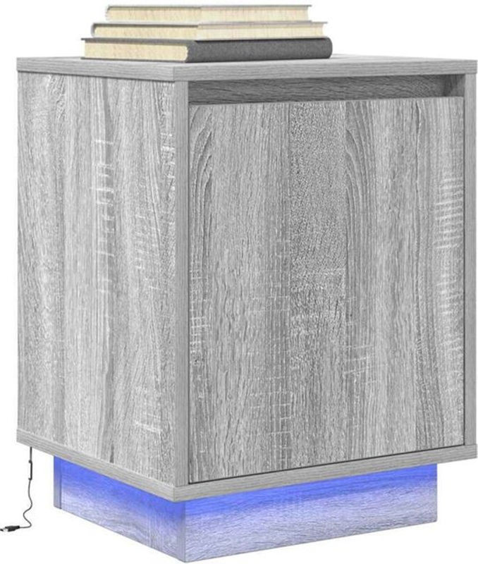 Moderner Nachttisch mit LED-Leuchten von Vidaxl in Grau, B/T/H: 38 x 34 x 50 cm - Bild 1