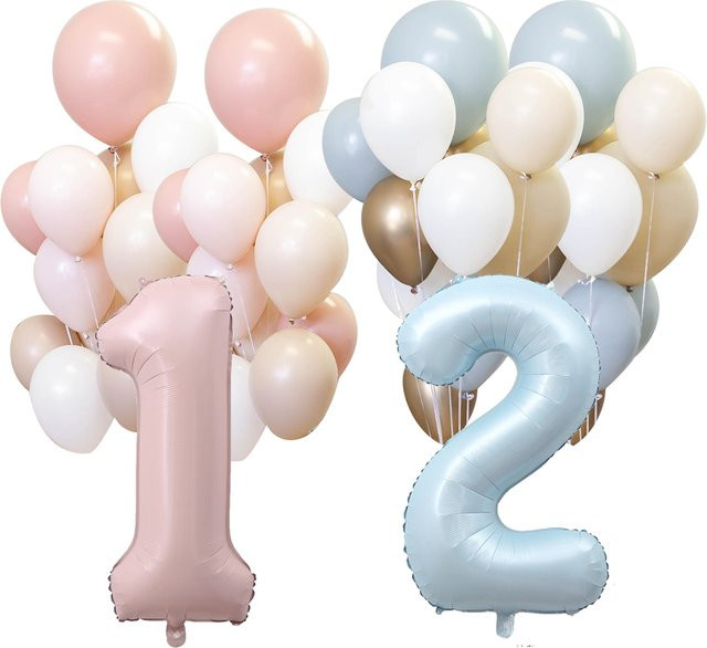 Latex-Ballon-Set in Rosa und Blau mit Herz- und Buchstaben-Folienballons für deine Party, Hochzeit oder Babyparty - Bild 1