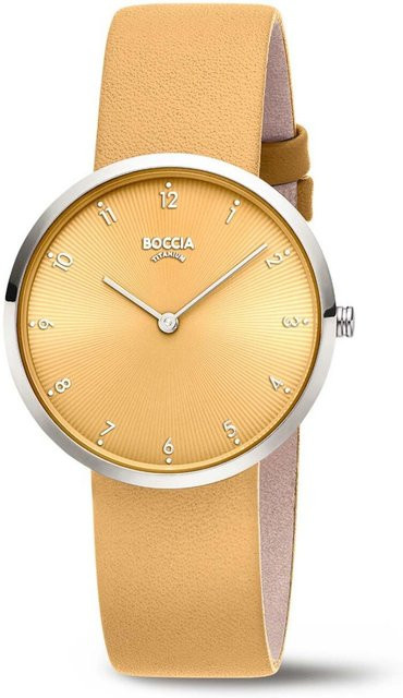 Boccia Damenuhr, Titan, Quarz, 36 mm, Leder, Gelb, 3 ATM - Bild 1