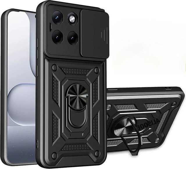 Magnetische Schutzhülle für Motorola Moto Edge 70 60 Fusion 60 Pro mit Schiebe-Kameraschutz, Ringständer und Stoßschutz in Gold oder Schwarz - Bild 1