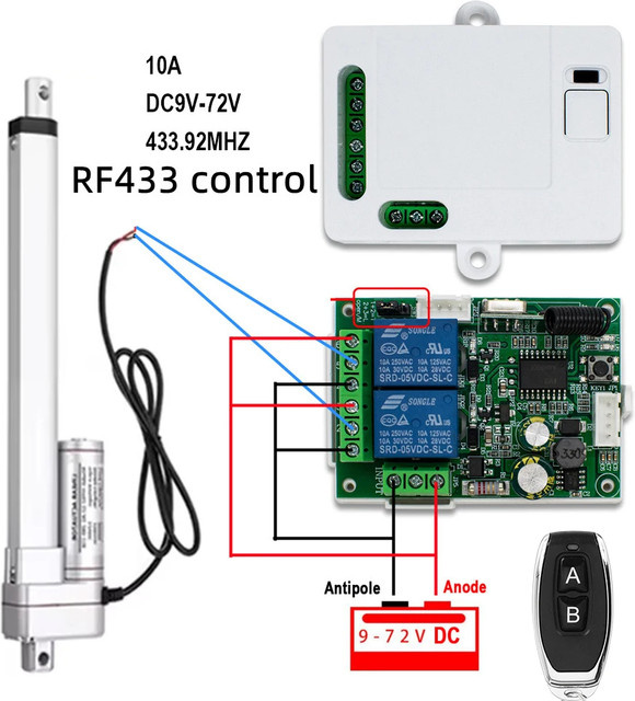 Scimagic-RC 2-Kanal-Relaisschaltermodul 433 MHz Empfänger für elektrischen Linearantrieb und Motorsteuerung DC12V 24V 32V - Bild 1