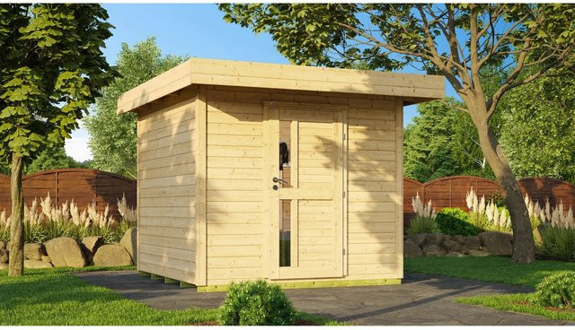 WEKA Designhaus 172 Gartenhaus aus Holz mit Flachdach in Beige, B/H/T: 275 x 226 x 375 cm - Bild 1