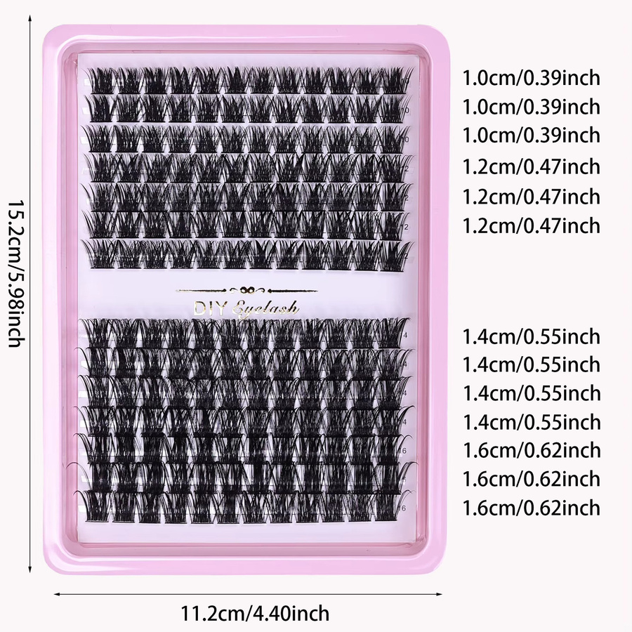 JIEFUXIN Wimperncluster, 168 Stück, 10–16 mm, Black, Unisex - Bild 4