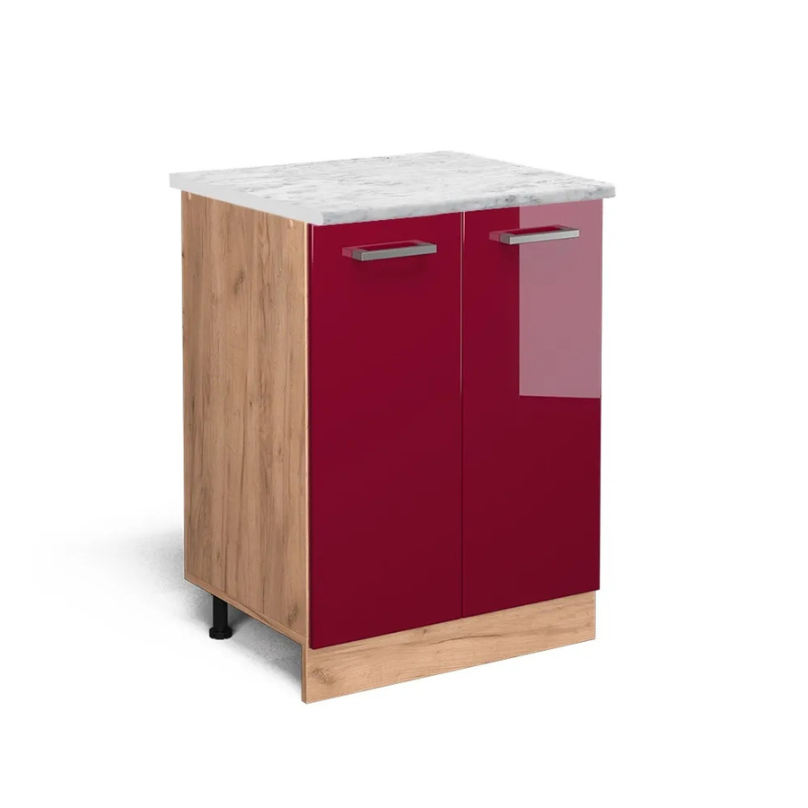 Vicco Küchenunterschrank R-Line Bordeaux Hochglanz in Goldkraft Eiche mit Marmor-Optik, B/T/H: 60 x 46 x 81,6 cm - Bild 2