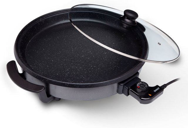 SOGO Elektrischer Multitopf mit Glasdeckel und Keramikbeschichtung, Schwarz, Durchmesser: 42 cm, 1500 W - Bild 1