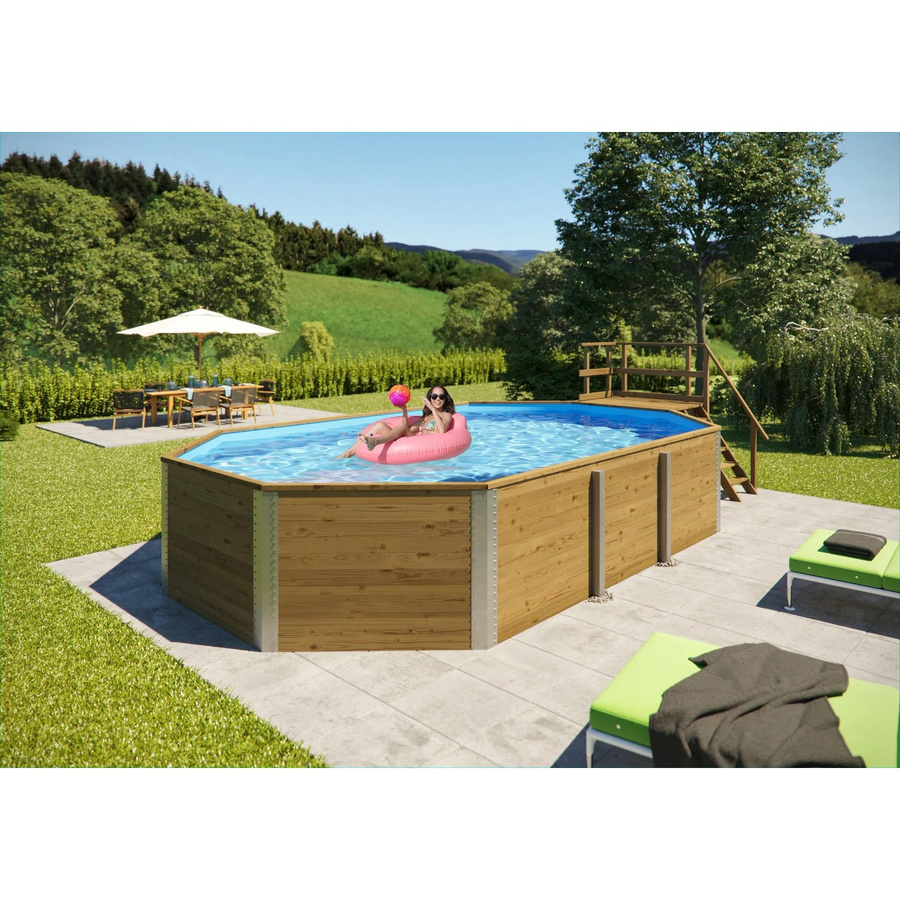 WEKA Ovalpool in Grau Grün Beige B/H/L: 376 x 116 x 714 cm - Bild 2