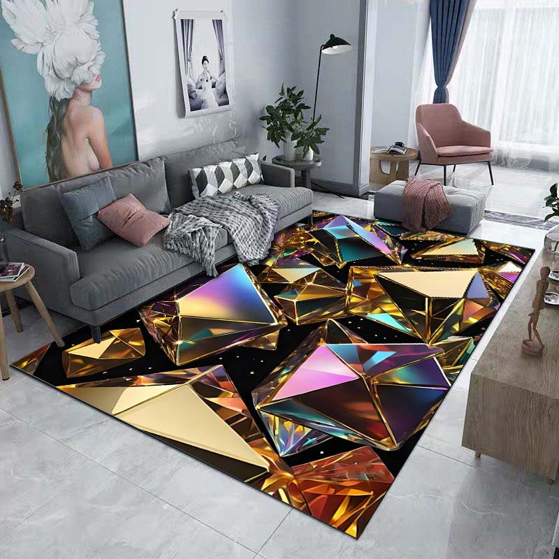 Useful Home Polygon-Druckteppich in Gold, rutschfest und waschbar, B/T: 60 x 40 cm - Bild 5