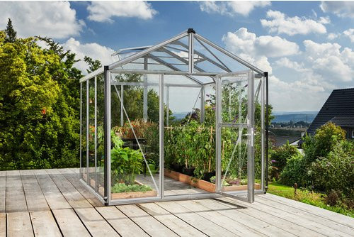 Vitavia Gewächshaus Zeus in Silber mit Aluminiumrahmen, ESG-Glas und Polycarbonat, 6,25 m² - Bild 1
