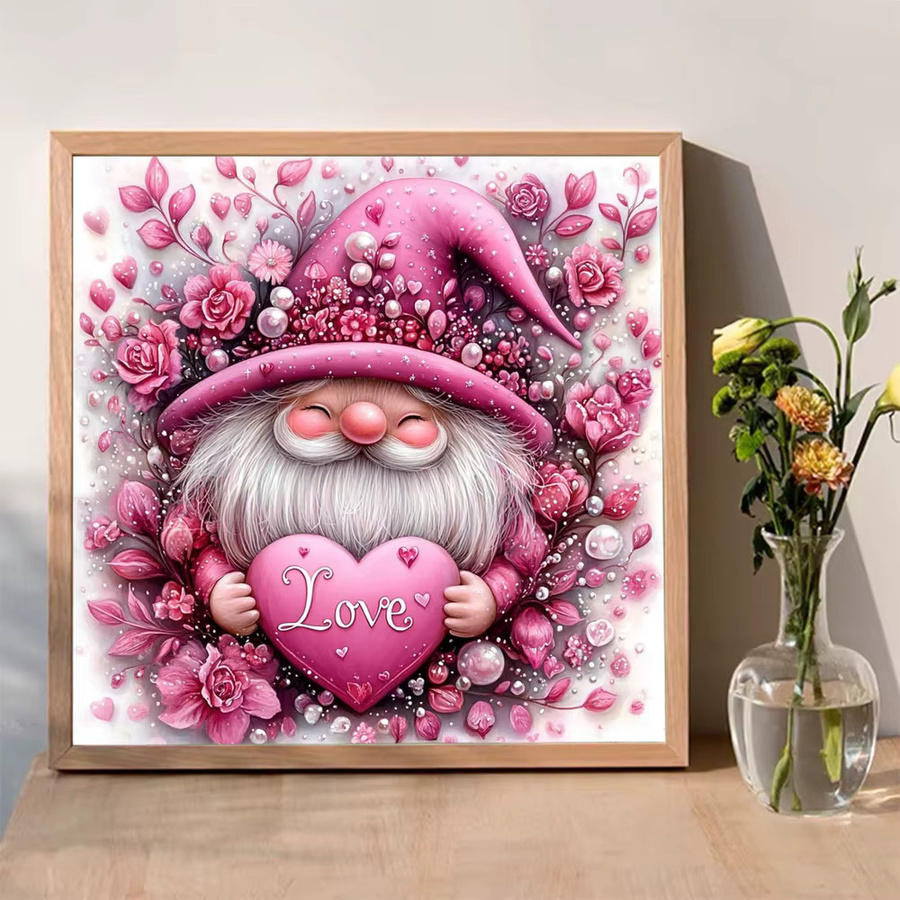 Momoart 5D DIY Diamantmalerei Gnome Porträt Cartoon Zwerg Mosaik Bild mit Herz-Motiv B/H: 20 x 20 cm - Bild 3