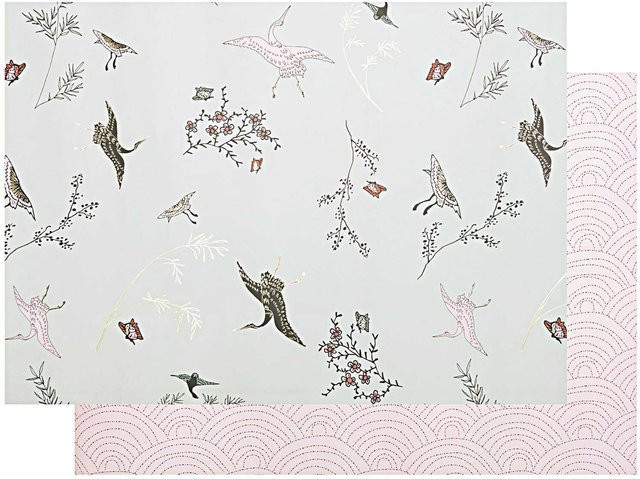 Rico Design Paper Poetry Motivkarton Jardin Japonais Kraniche, Mehrfarbig, B: 50 cm x H: 70 cm - Bild 1