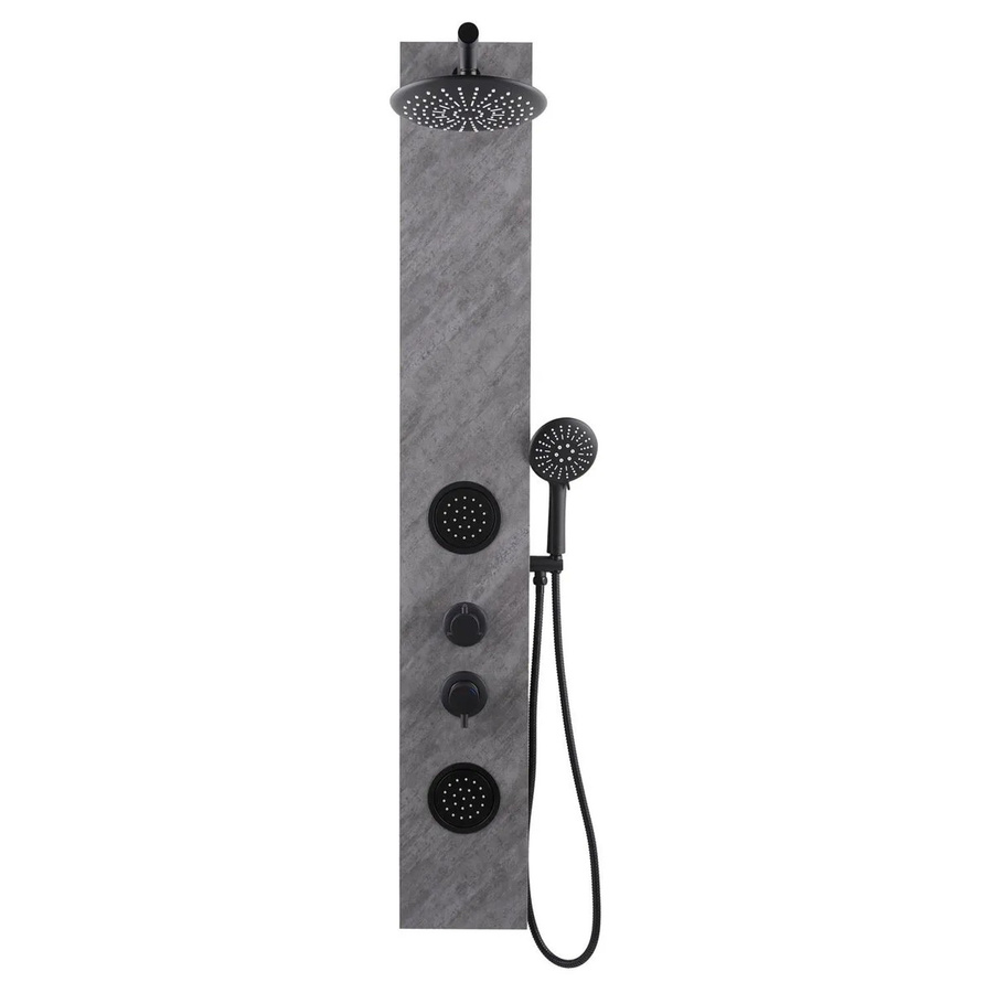 Swiss Aqua Technologies Duschpaneel mit Mischer, Rainshower und Hydromassage in Steindekor Schwarz Matt - Bild 2