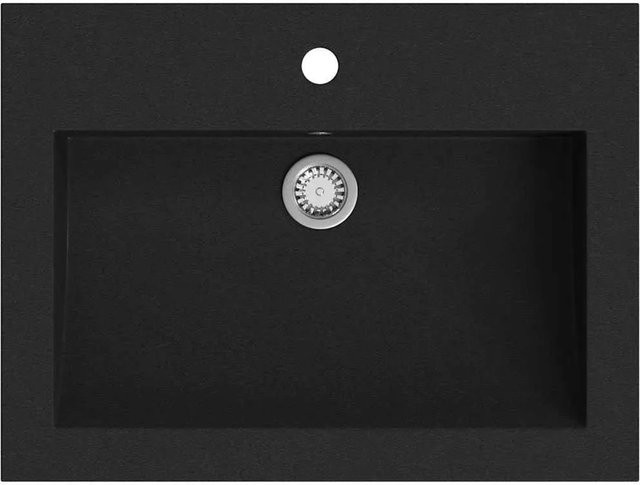 vidaXL Granitwaschbecken aus Granit-Verbundwerkstoff in Schwarz, B/T/H: 60,0 x 45,0 x 12,0 cm - Bild 1