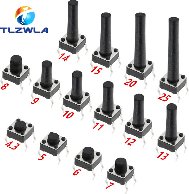 20er Set TLZWLA Push Button Schalter DIP 6x6mm, Farbe: Schwarz, B/T/H: 6 x 6 x 4,3 mm - Bild 1
