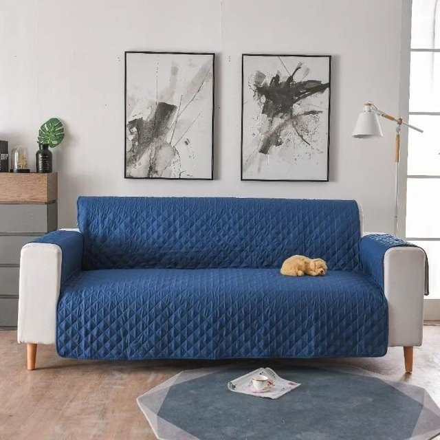Rutschfester Sofabezug für 1-3 Sitzer, Staubdichter Möbelschutz für Sofa und Sessel, Blau, Breite: 55-196 cm - Bild 1
