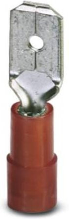 Phoenix Contact 3240058 Flachstecker Rot, 180 Grad, teilisoliert, 100 Stück (Steckbreite: 6,3 mm, Steckdicke: 0,8 mm) - Bild 1