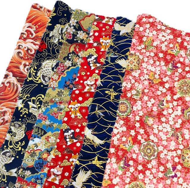 SEWBATO Baumwollstoff in Bronze und Multicolour für DIY-Projekte wie Hanfu oder Kimono, 100 % Baumwolle - Bild 1