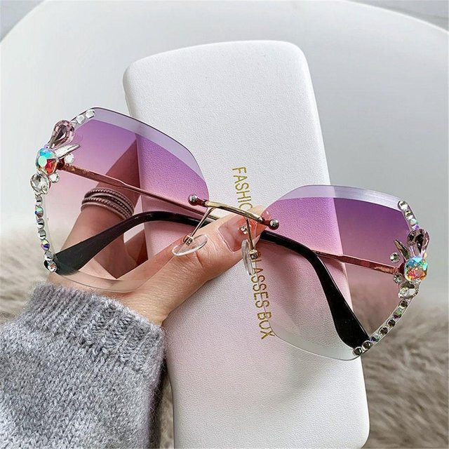 Yiran Health & Beauty Sonnenbrille, randlos, Butterfly, Edelstahl, lila - Bild 1