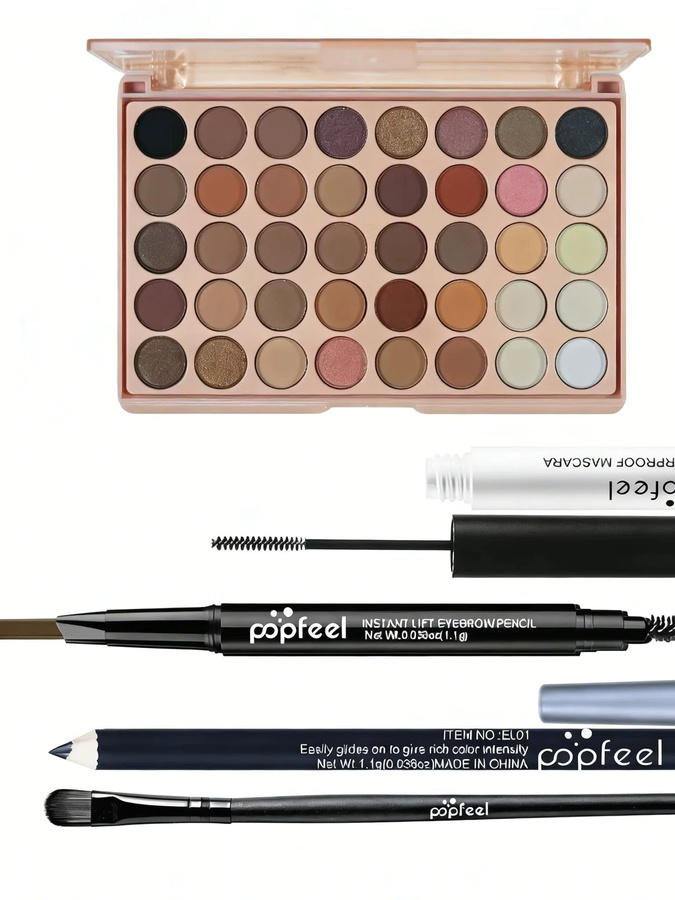 POPFEEL Augen-Make-up-Set, 40-Farben-Lidschatten-Palette mit Augenbrauenstift - Bild 1