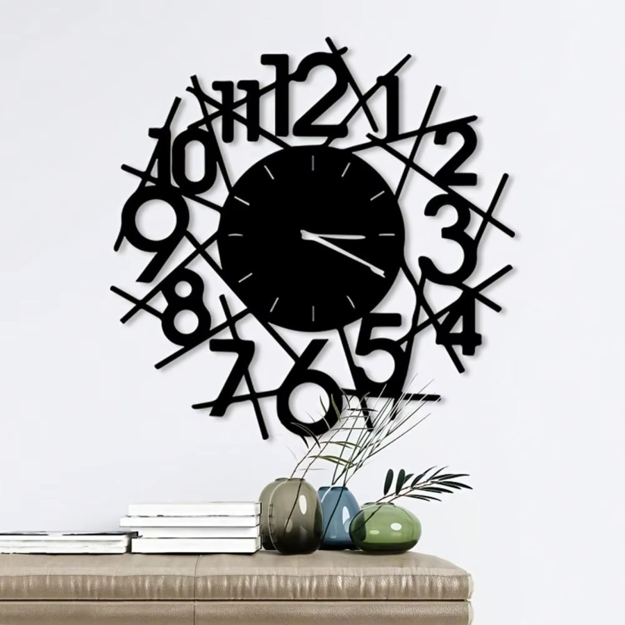 CIFBUY Vintage Wanduhr aus Metall in Schwarz mit römischen Ziffern im Retro-Design für dein Zuhause oder Büro - Bild 2