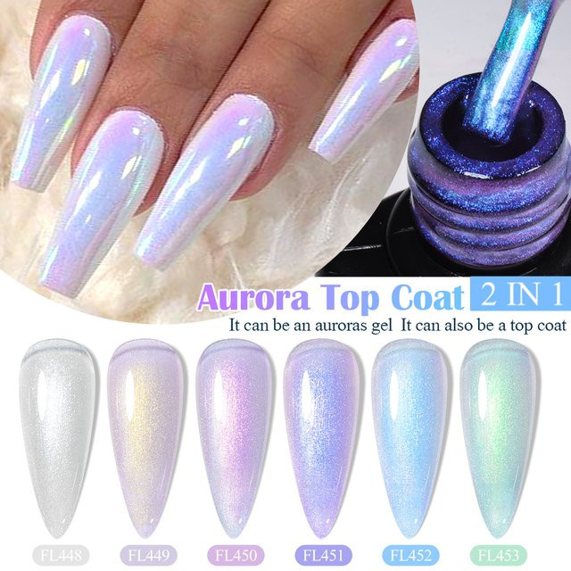 FOUR LILY Aurora Glitter 2 in 1 Top Coat Nagelgel, 7 ml, Blau Lila - Bild 1