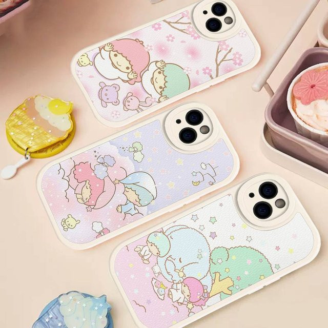 Little T Twin S-Stars Leder-Handyhülle für iPhone 15 14 13 12 11 16 Pro Max Plus in Multicolour - Bild 1