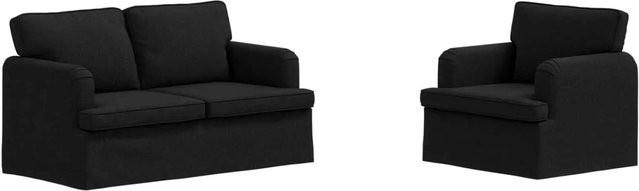vidaXL Sofa 2-teilig in Schwarz aus Stoff mit Metallrahmen, B/T/H: 144 x 80 x 85 cm - Bild 1