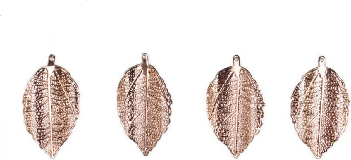 HOME STYLING Weihnachtsschmuck Goldene Blätter aus Metall 4er-Set hängend - Bild 1