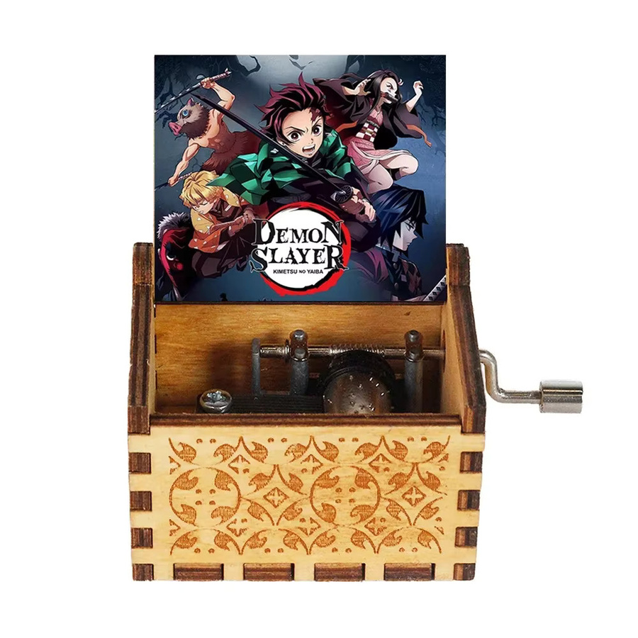 Bandai Demon Slayer Holz-Spieluhr mit floralem Vintage-Design als handbetriebene Musikbox zur Heimdekoration - Bild 1