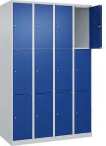 C+P Schließfachschrank Classic PLUS mit 4 Abteilen, Farbe Grau und Enzianblau, B/T/H: 120 x 50 x 185 cm - Bild 1