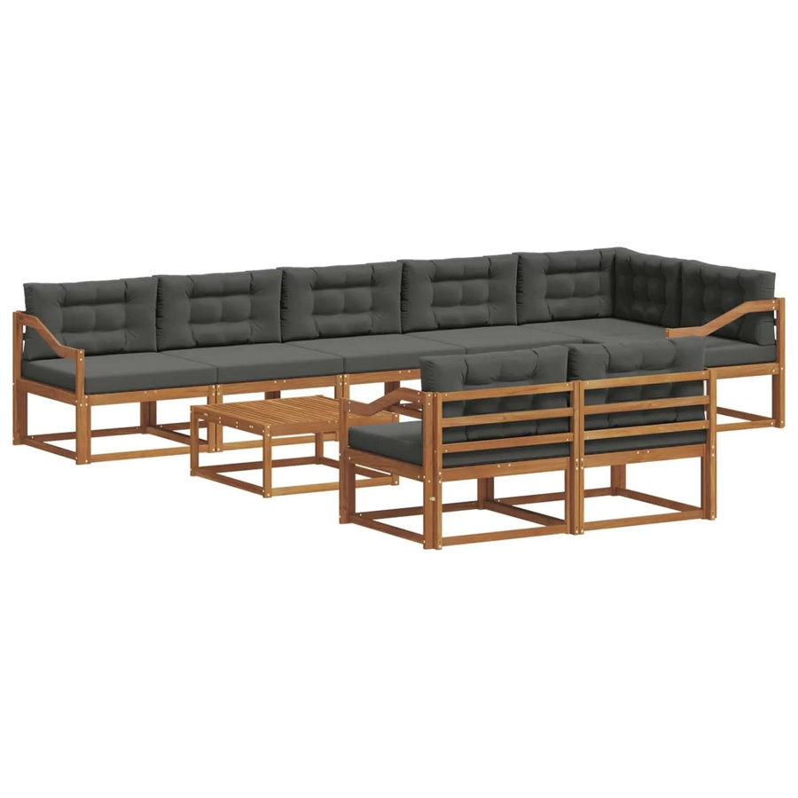 vidaXL Outdoor-Sofagarnitur 9-tlg. aus Akazienholz mit Kissen in Anthrazit und Natur - Bild 2