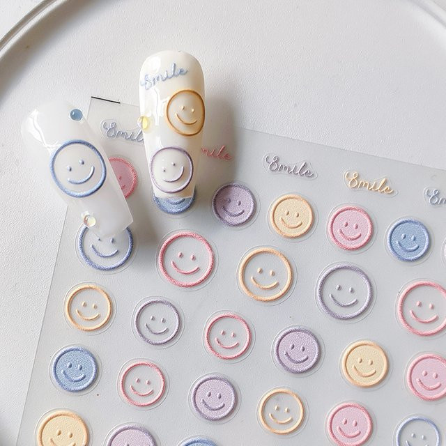 Rhstoe Nagel Aufkleber, Gesicht Motiv, Macaron Nail Art, Unisex - Bild 1