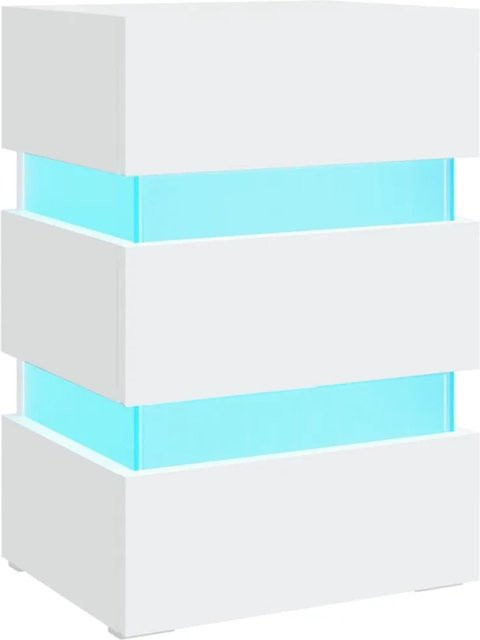 vidaXL LED-Nachttisch in Weiß mit integrierter Beleuchtung aus Holzwerkstoff, B/T/H: 45 x 35 x 67 cm - Bild 1