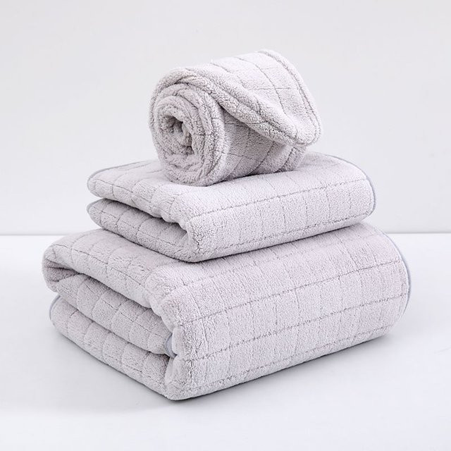 Yiran Furniture Badetuch mit Karomuster aus Samt, saugfähig und schnelltrocknend, B/H: 90 x 170 cm - Bild 1