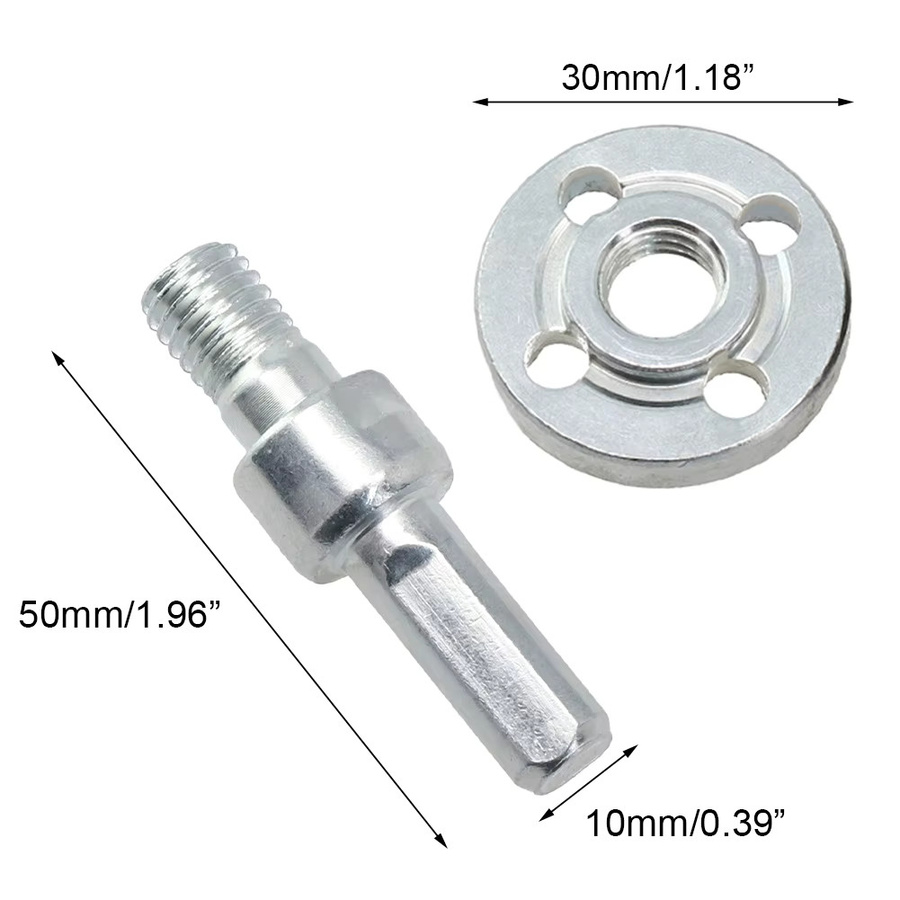 DAZZLEEX 1/2 Set Elektrische Bohrmaschine zu Winkelschleifer Adapter Set in Silber mit 10 mm Verbindungsstangen-Konverter - Bild 3