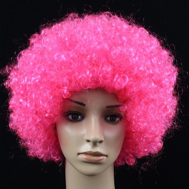 Rosa synthetische Perücke, kurz, wellig-lockig, Unisex - Bild 1