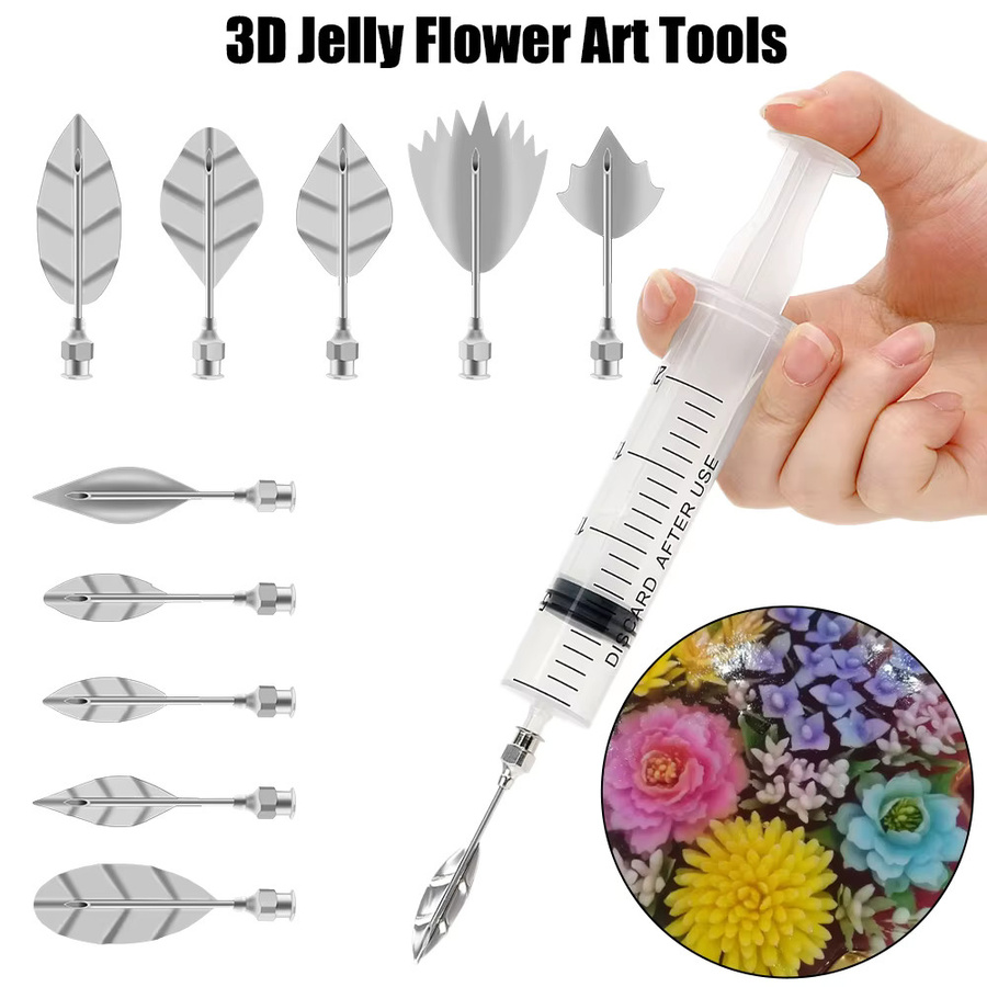 NICEYARD 3D Jelly Flower Art Set zur Kuchendekoration mit 10 Spritzdüsen und Spritzbeutel aus Edelstahl in Transparent - Bild 2