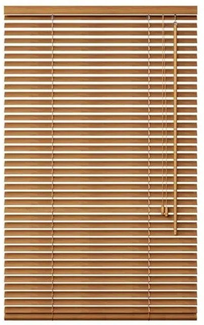 Sekey Holzjalousie ohne Bohren in Walnussholzoptik mit 35 mm Lamellen, Breite: 100 cm, Höhe: 160 cm - Bild 1