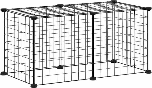 vidaXL 8-teiliger Haustierkäfig aus pulverbeschichtetem Stahl in Schwarz, B/T/H: 35 x 35 x 35 cm - Bild 1