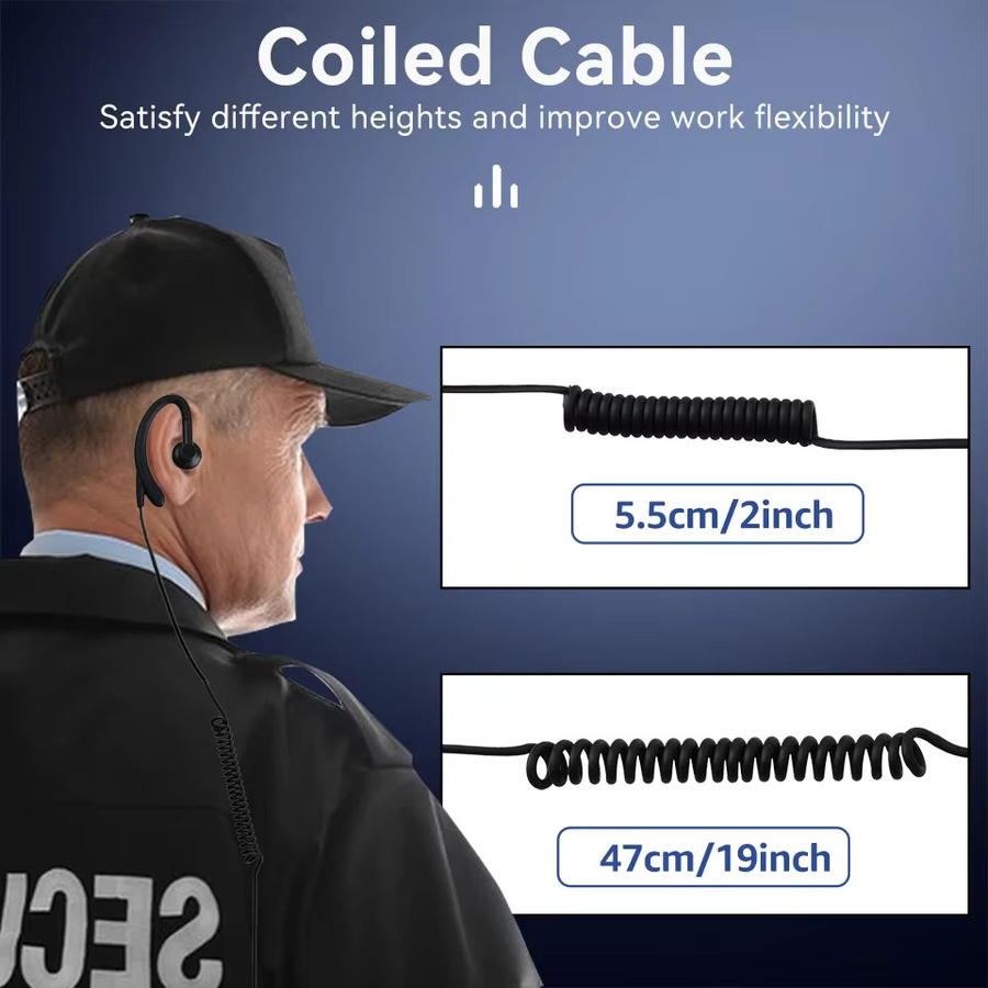 Retevis Walkie Talkie Ohrhörer mit 2Pin Anschluss, Weiches Ohrbügel Headset mit PTT und HD Lautsprecher in Schwarz für Kenwood, Baofeng UV 5R und Quansheng UV K5, Modell EEK023 - Bild 3