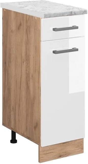 Vicco R-Line Küchenunterschrank in Weiß Hochglanz mit Schubladen und Türen, B/T/H: 30,0 x 46,0 x 81,6 cm - Bild 1