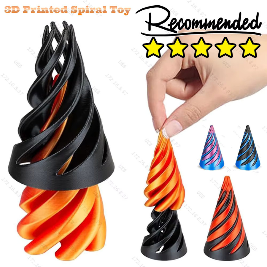 APWIKOGER 3D-gedrucktes Spiral-Kegel-Spielzeug mit unmöglicher Pyramiden-Illusion in Rot und Schwarz - Bild 2