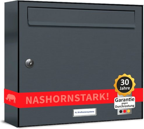 AL Briefkasten für 1 Partei zur Aufputzmontage, grau/anthrazit, B/H/T: 38,5 x 34,5 x 11,6 cm - Bild 1