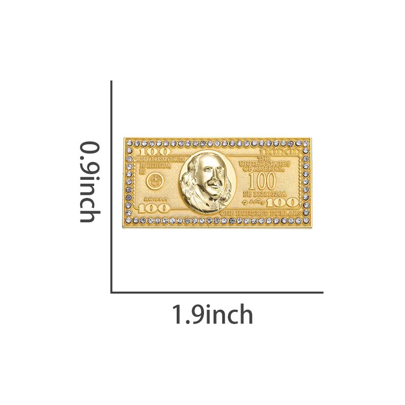 QIHE JEWELRY Brosche, Dollar Zeichen, Zirkonia, Gold, Unisex - Bild 2