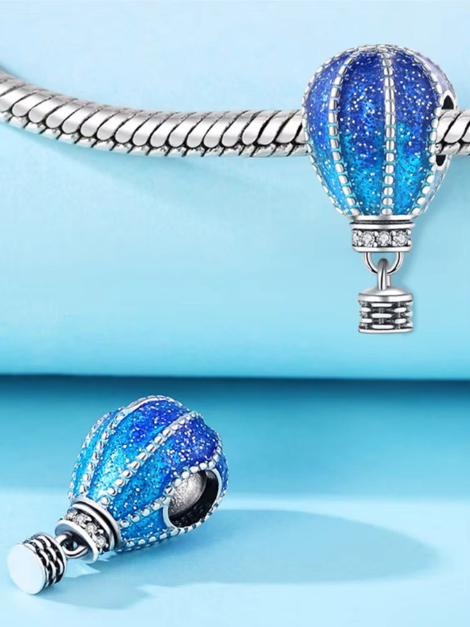 MISEFF Charm, 925 Silber, bunter Heißluftballon, Herzperlen, Anhänger - Bild 2