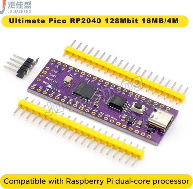 JUJIASHENG Ultimate Pico RP2040 Modul mit 128 Mbit Speicher in Lila, kompatibel mit Raspberry Pi mit Dual-Core-Prozessor - Bild 1
