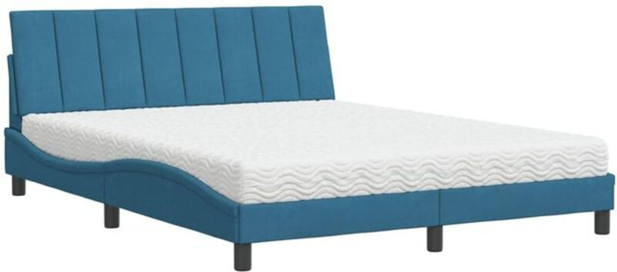 Vidaxl Polsterbett Hanko mit Matratze aus Samt und Metall in Blau B/T/H: 160 x 200 cm - Bild 1